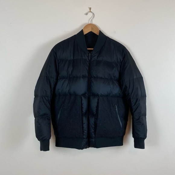 Lululemon Roam Far Wool Reversible Puffer Bomber Black/Heathered Black - Picture 1 of 15